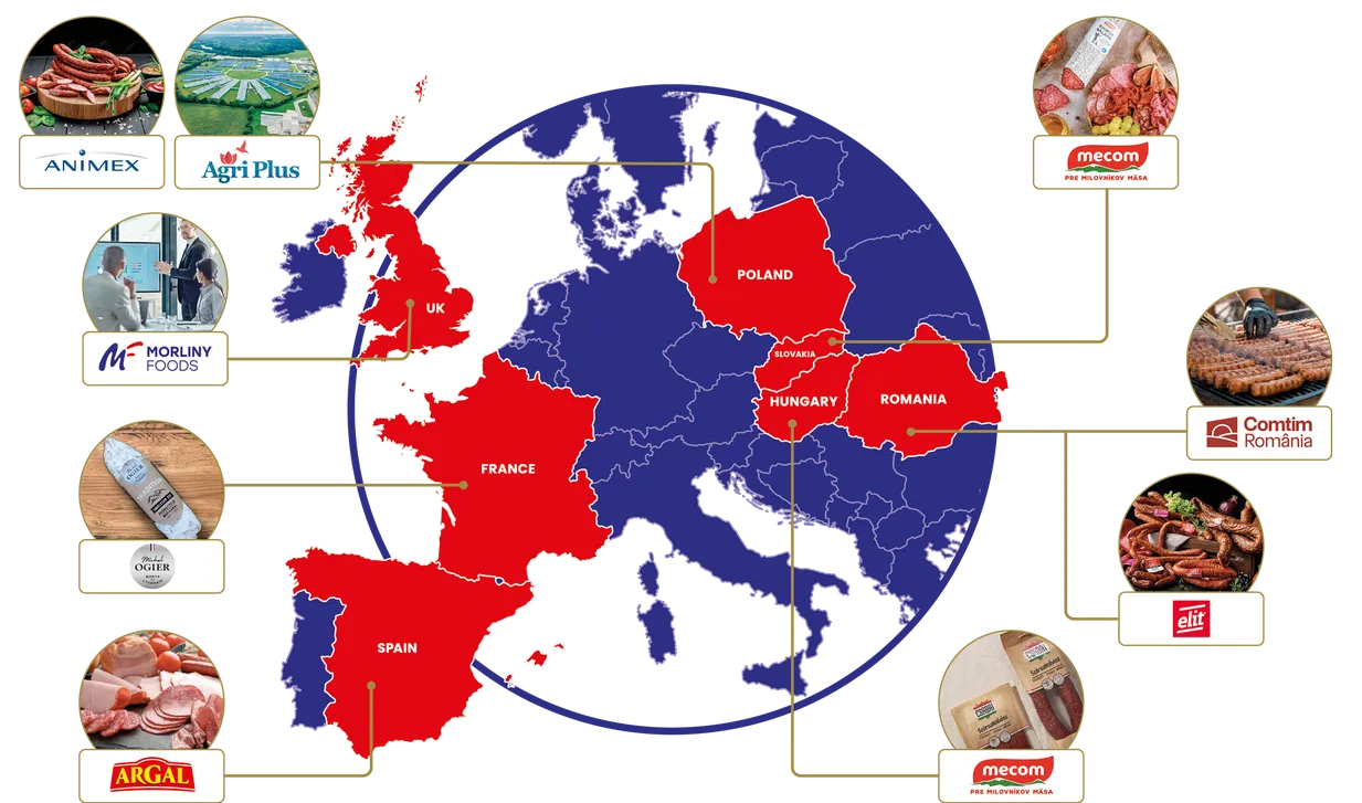 A map showing Morliny's operations across Europe